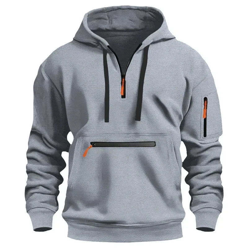 2026 New Men's Fashion Casual Hoodie Autumn/Winter Multi Pocket Fashion Loose Oversized Hoodie Men's Wear
