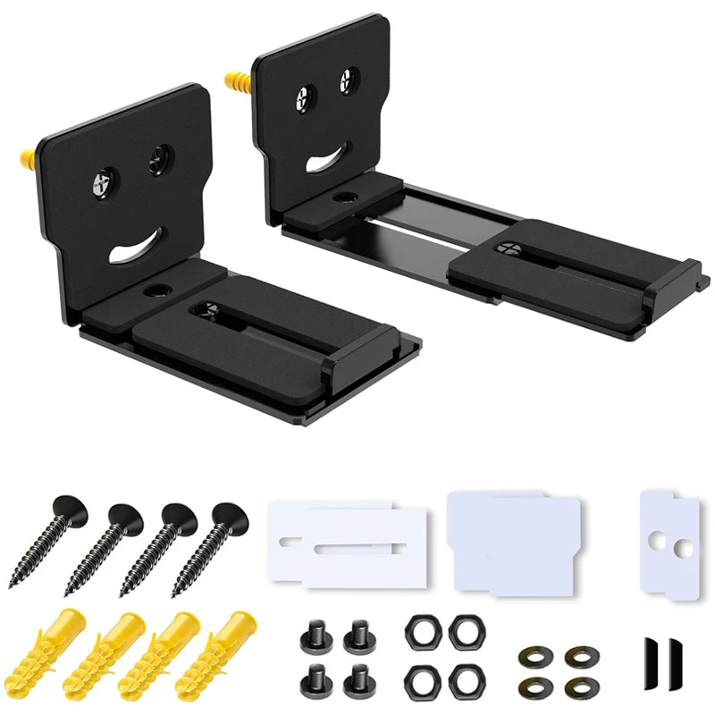 2PCS Adjustable Soundbar Mount Universal Speaker Wall Mount Floating Rack Length Adjustable 3.4''-5.2'' Removable and Lockable