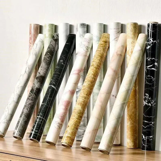Marble Pattern Kitchen Oil Stickers Self Adhesive Waterproof Cabinet Stove Countertop Desktop Bathroom Renovation Wallpaper Home