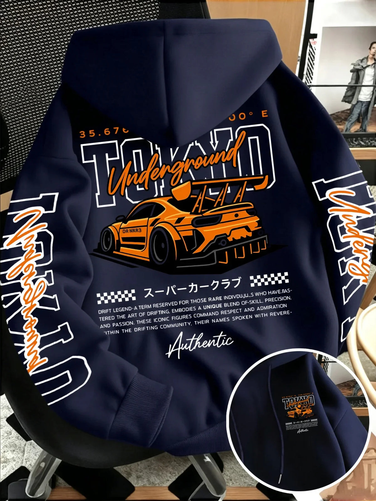 Tokyo JDM Race Car Hoodie Unisex Oversized Double Sided Print Hip Hop Streetwear Pullover Sweatshirt Car Enthusiast Autumn