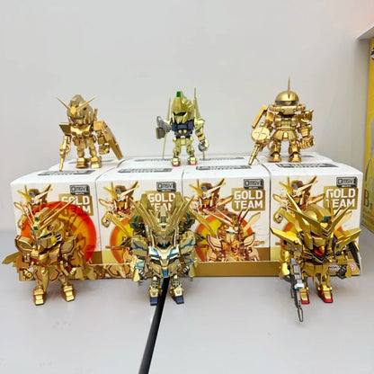 2026 Qmsv Mini Gold Team Gundam Blind Box Q Version Figure Golden Coating Hidden Style Desktop Decor Toy Gift For Gundam Fans