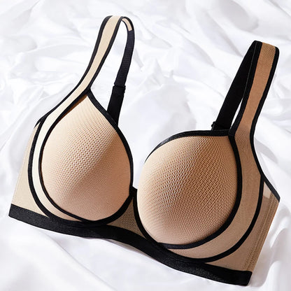 Mesh Push Up Bra for Women Full Cup Suppotive Underwire Female Wide Shoulder Straps Lingerie 32 34 36 38 40 42 C D E F G H I