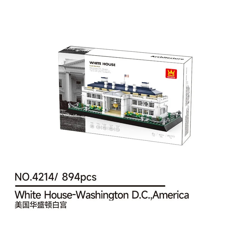 WANGE City Architecture Sydney Opera Santorini Building Blocks Chamartin Stadium Mosque Assembled Model Collection Toys For Gift