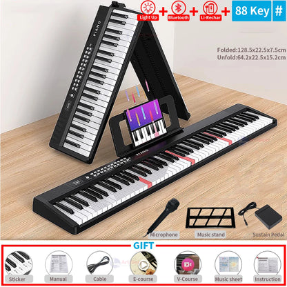 New Folding Piano 88 Keys Midi Musical Keyboard Professional Children's Music Instruments Adult Electronic Portable Synthesizer