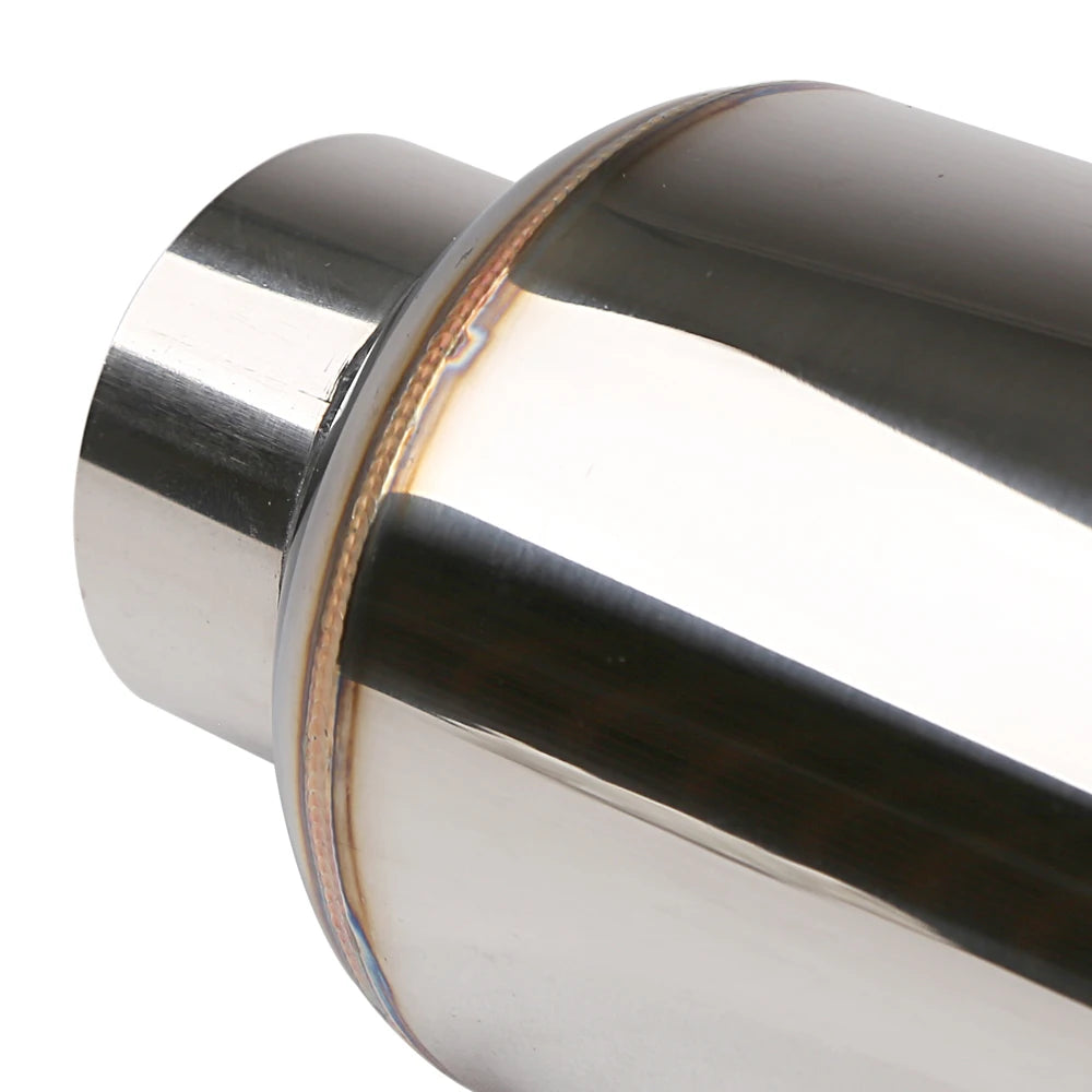 Universal 2.5" / 3" Inlet Exhaust Muffler Pipe Stainless Steel Resonator 12" Length Deep Sound Performance