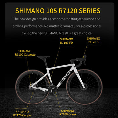 SAVA F20 Full Carbon Fiber Road Bike Hot Sale Bike Racing Bike 24 Speed Adult Road Bike 8.3kg with SHIMAN0 105 R7120 Kit