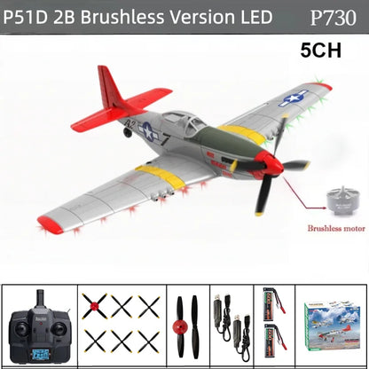 New P51D Mustang Remote Control Aircraft 2.4G One Click Aerobatic Flight 5CH Glider RTF Equipped with Xpilot Stability System