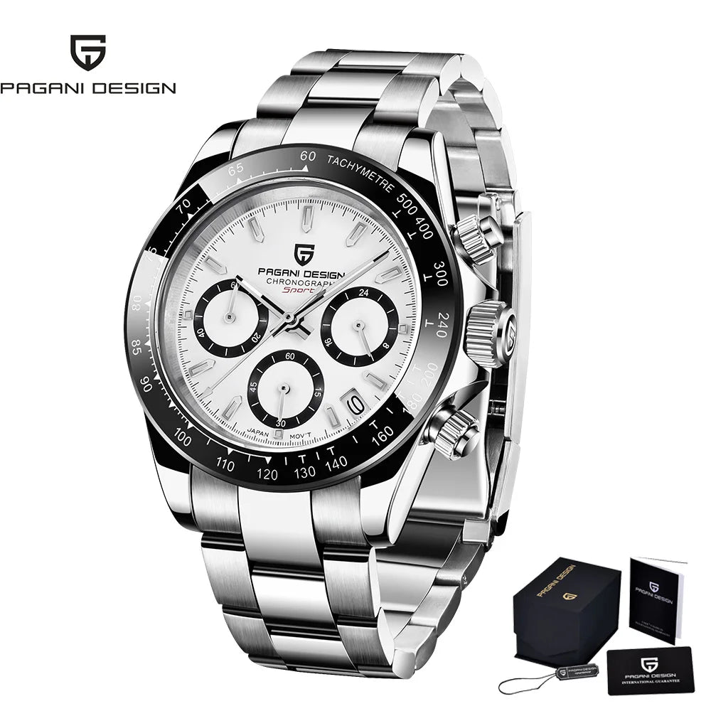 PAGANI Design PD1644 Men Quartz Watches Top Brand Luxury Sports Sapphire Stainless Steel Waterproof Chronograph Reloj Hombre