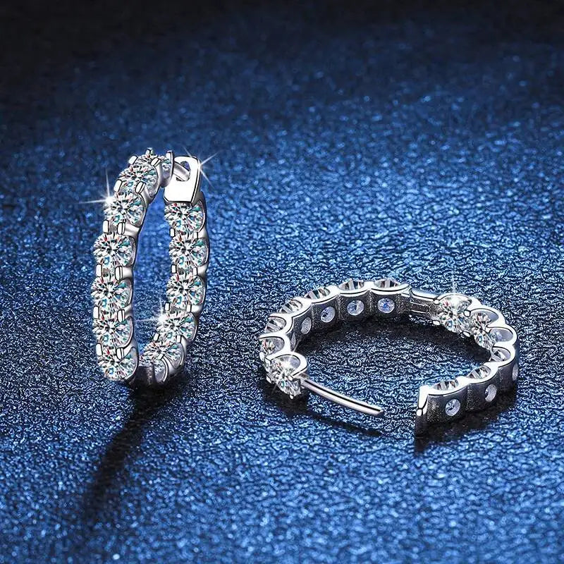 TY 2.6Ct D Color Moissanite 925 Sterling Sliver Plated White Gold Hoop Earring For Women Wedding Party Jewelry