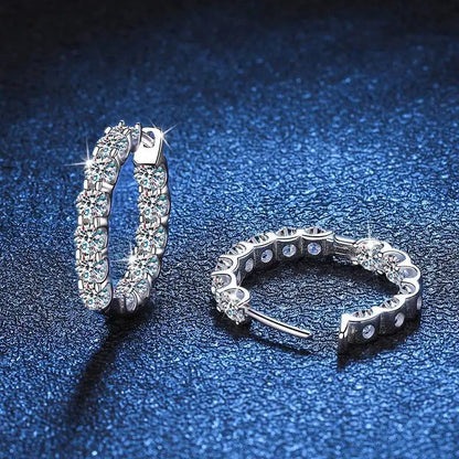 TY 2.6Ct D Color Moissanite 925 Sterling Sliver Plated White Gold Hoop Earring For Women Wedding Party Jewelry