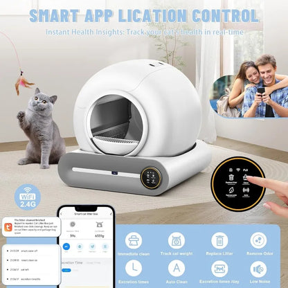 Tonepie 2026 Upgraded Self Cleaning Box, Automatic Toilet 65L with 1 Hair Comb, Negative Ion Deodorization, APP Control
