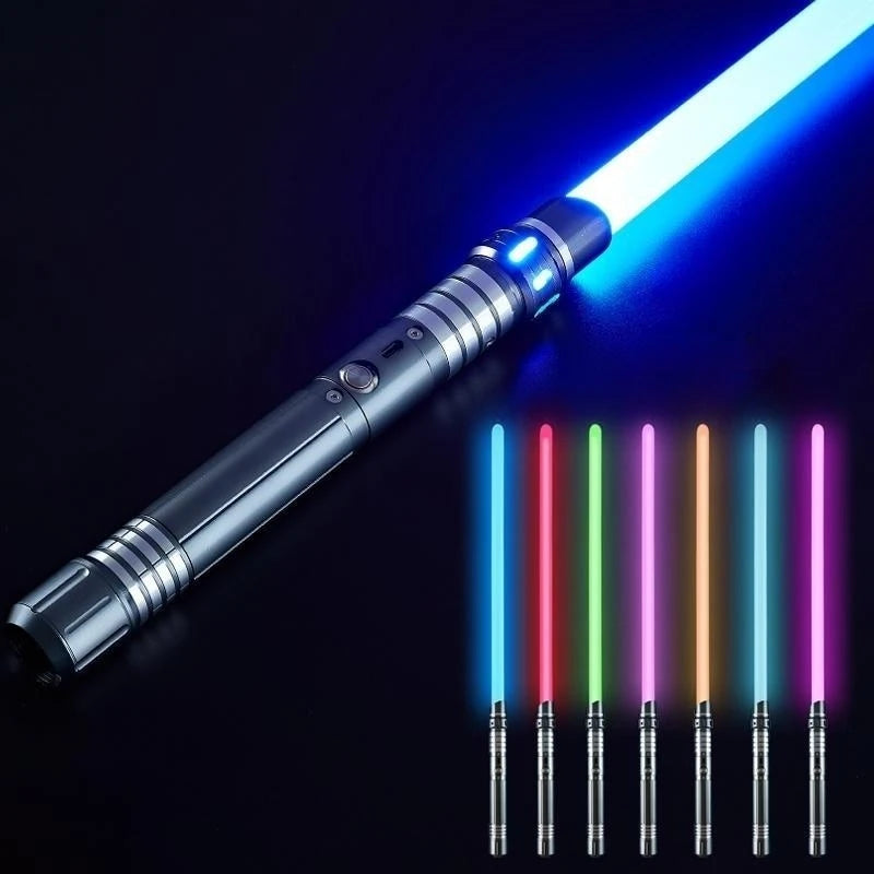 RGB Metal Lightsaber Dueling Smooth Swing Sword Sabre De Luz 7  Color Changing With Sounds  Flashing Toy