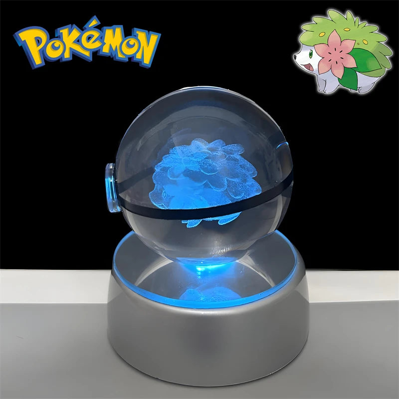 Pokemon 3D Crystal POKE BALL Figure Toys Snivy Dragonair Blastoise Venusaur Milotic Raichu Night Light LED Lamp Base Model Dolls