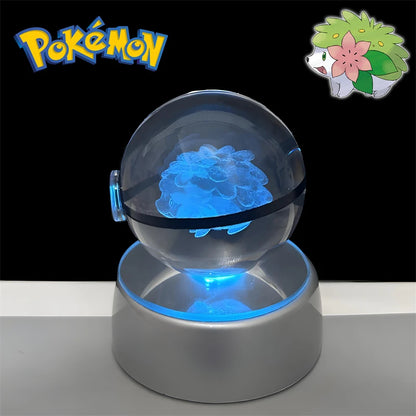 Pokemon 3D Crystal POKE BALL Figure Toys Snivy Dragonair Blastoise Venusaur Milotic Raichu Night Light LED Lamp Base Model Dolls