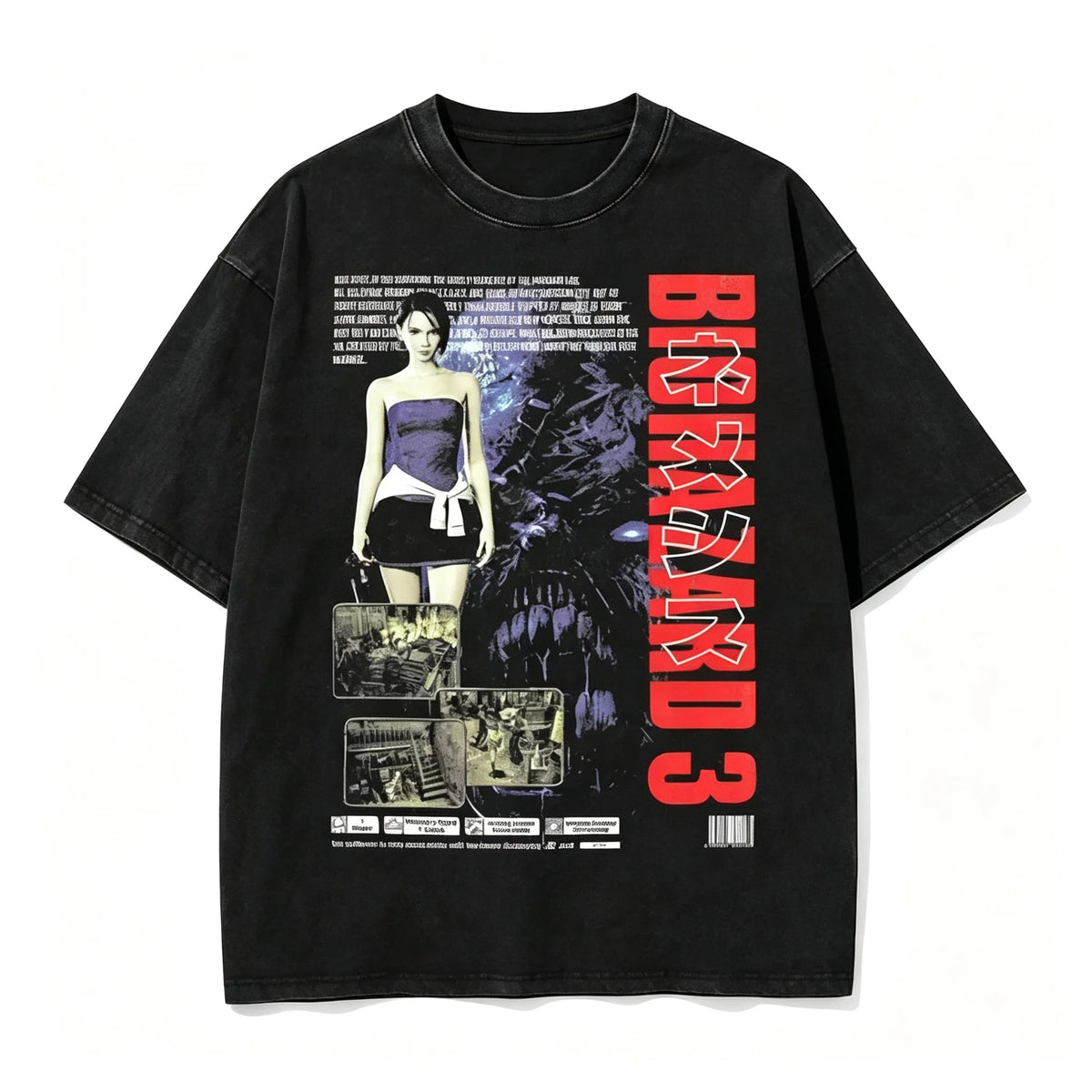 Resident Evil Village Women Dimirescu Retro Manga Poster Unisex T-shirt Black Cotton Short Sleeved T-shirt Gaming Enthusiast Top