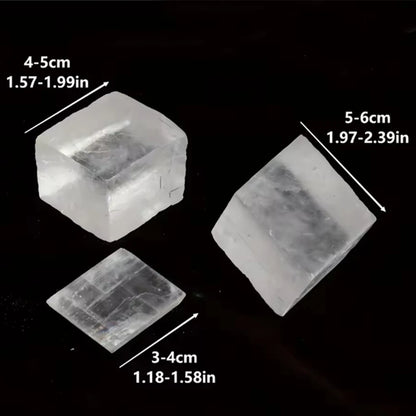 Natural Crystal White Calcite Raw Stone Ornament Mineral Crystal Specimen Rainbow Color Calcite Cube Home Decoration