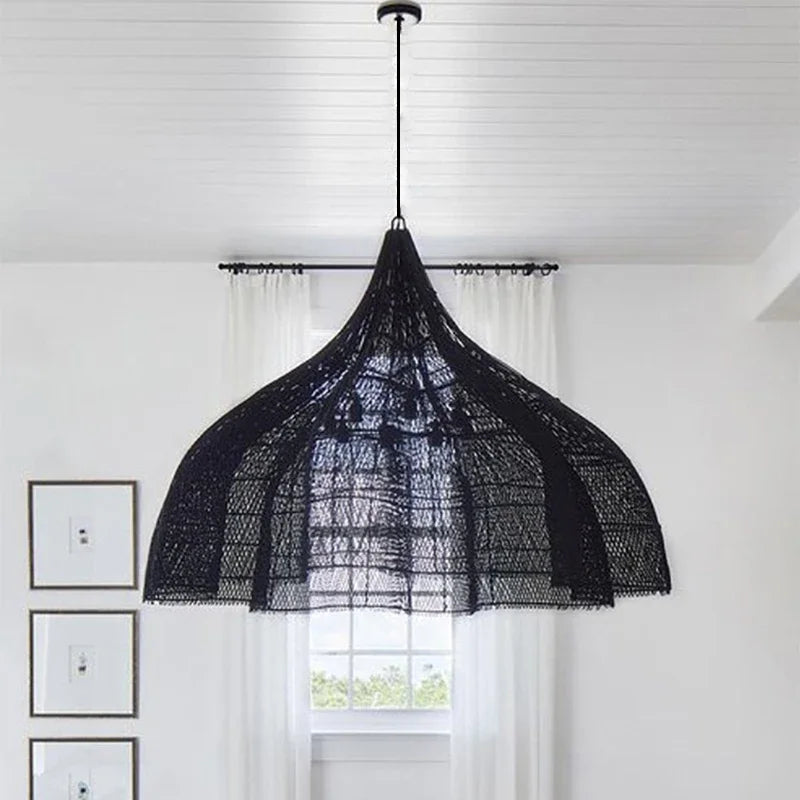 Wabi Sabi Rattan Pendant Lamp Modern Living Room Wicker Pendant Lamp Restaurant Kitchen Dining Room LED Handmade Pendant Light