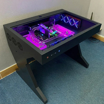 mTempered Glass Side Panel Desk RGB PC Case And Desk Two In One Combo Computer Case Tower Gaming Table l
