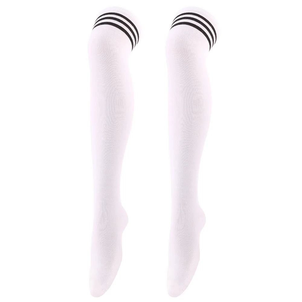 Women Jk Stockings Halloween Party Cosplay Socks Over Knee Thigh Socks Warm Stocking Women Boot Sock Triple Stripe Long Socks