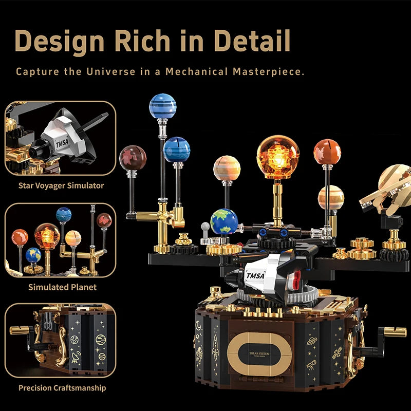 Creative 556Pcs Solar System Orbit Universal Voyage Building Blocks City Mechanical Space Galaxy MOC Bricks Education Toys Gift