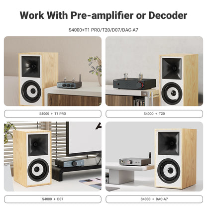 AIYIMA S4000 Studio Monitor Speaker 40WX2 Bluetooth 5.0 Balanced RCA/XLR Input Subwoofer Output Wood Active Bookshelf Speakers