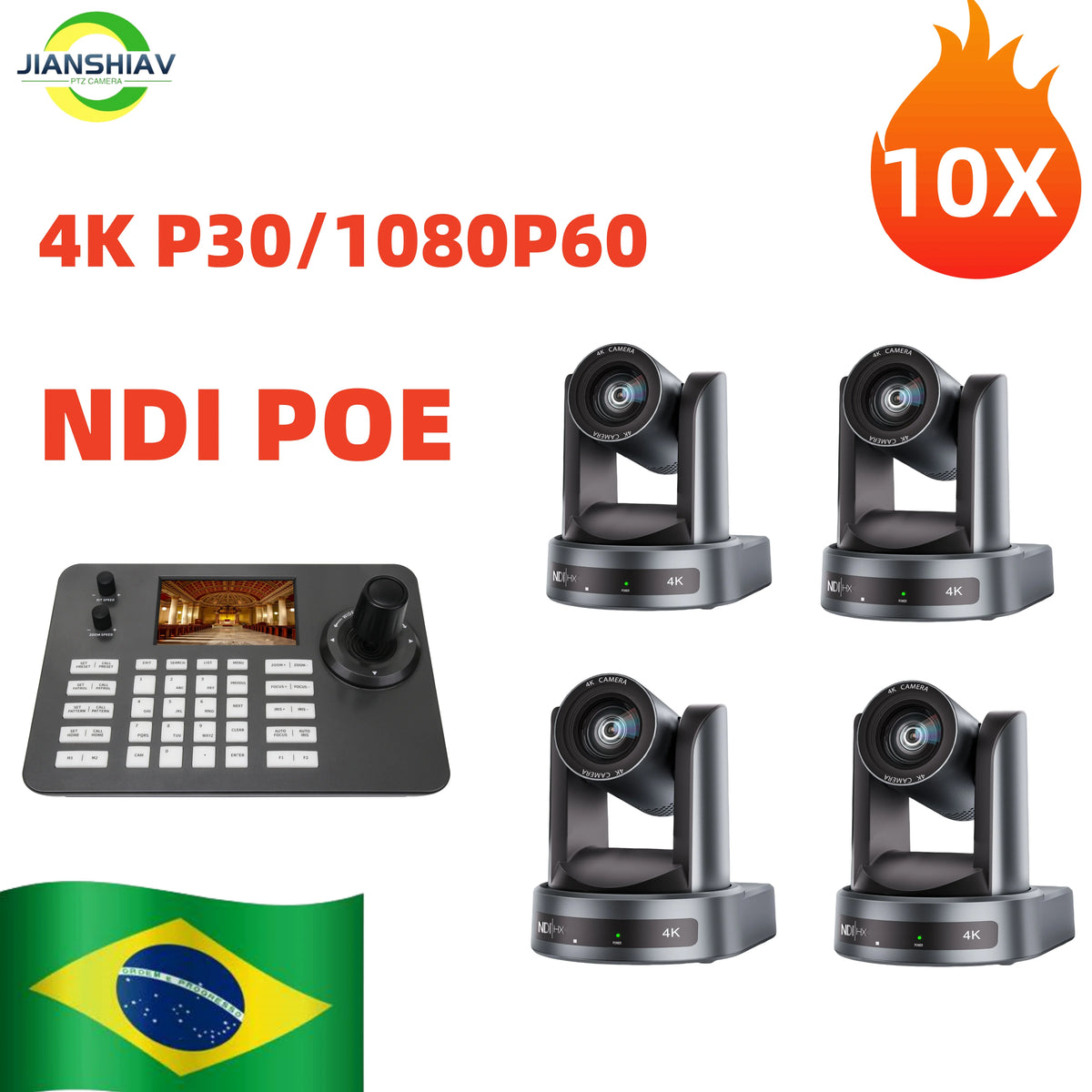 4K NDI 1pc-10pcs PTZ Camera SDI HDMI POE USB 20 Zoom Video Conference Camera for Church Business Meeting 1PC Controller Keyboard