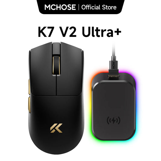 MCHOSE K7 V2 Wireless Gaming Mouse PAW3955 TI Dual 8K Polling Rate 50000DPI Lightweight Magnetic Wireless Charging Dock Esports