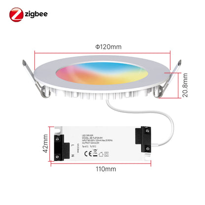 MOES ZigBee Downlight Tuya Thin Dimming Spot Lamp 6W RGB Change Warm Cool Light Work with Alexa Google Home Smart Life In Party