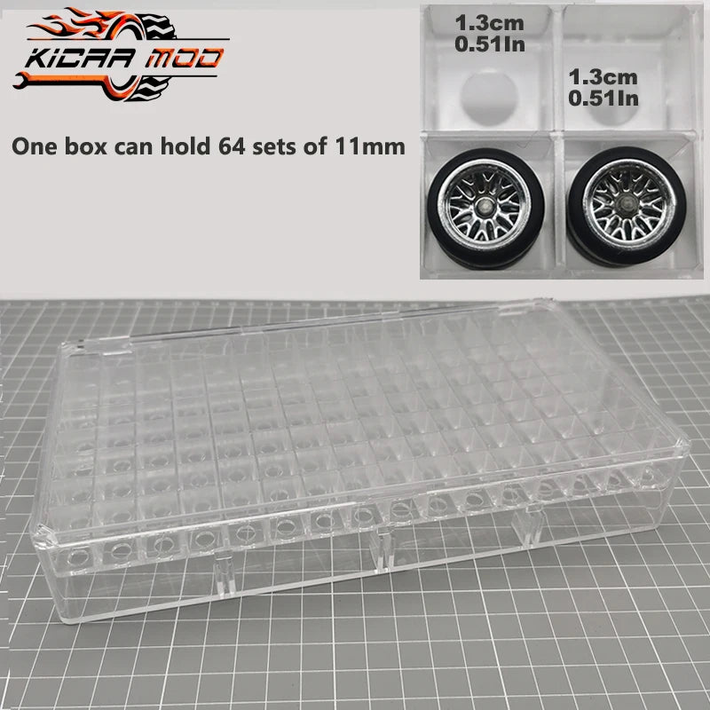 Acrylic Display Storage Box For 1/64 Model Car Wheel Hubs MINIGT Matchbox Tomica Wheels Model Hobby Collection