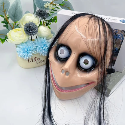Horror Prank Mask Funny Wig Clown Halloween Face Mask Practical Joke, Perfect for Costume Parties & Fun Events