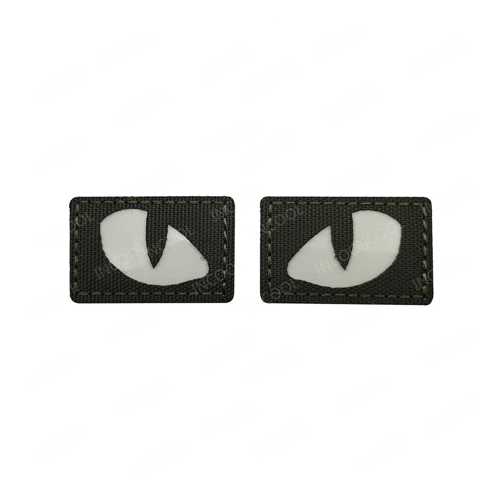 Cat Eyes Glow In Dark Patches Infrared IR Reflective Rubber Appliqued For Hats Helmet Uniform Backpack