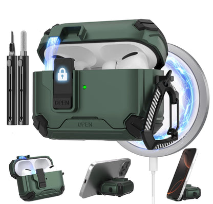 For AirPods 4 Generation Case Magnetic Automatic Lock with Phone Stand&Cleaning Kit for Airpods 4 with Active Noise Cancellation