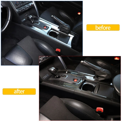 Real Carbon Fiber Car Center Console Gear Shift Panel Frame Trim Cover For Nissan GTR R35 2008-2016 LHD RHD Interior Accessories