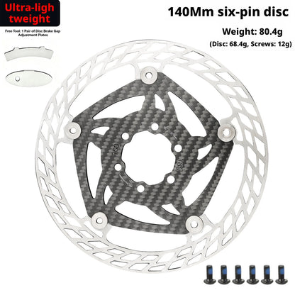 Ultra Light Carbon Fiber Bicycle Disc Brake Rotor 140mm 160mm 180mm 6-Bolt Center Lock Floating Brake Disc Stainless Steel Heat