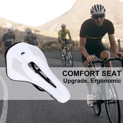 WEST BIKING Bicycle Saddle Non-Slip Short Nose Bike Seat PU Leather Hollow Road Bike Saddle Ergonomic Comfortable Bike Cushion