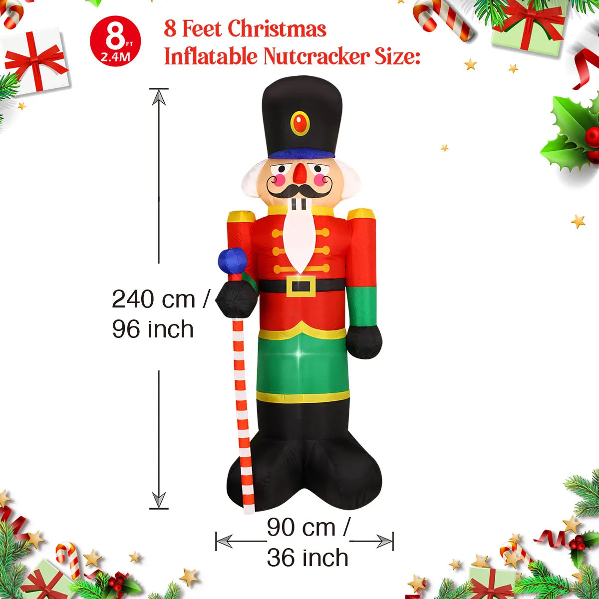 Christmas Inflatable Decorations - Gingerbread Man, Glowing Snowman, Branch Snowman, Gift Bag Snowman LED Light Lawn Decorations