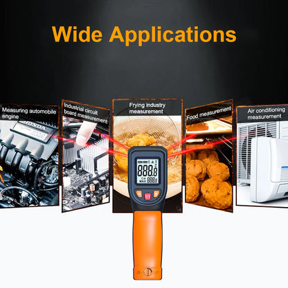 Digital Infrared Thermometer Sensor Handheld Non-contact IR LCD Backlit Display Laser Temperature Gun 600 °C for Household