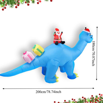 Christmas Inflatable Outdoor Decorations with LED Lights Santa Riding Blue Dragon Blow Up Yard Lawn Lighted Holiday Decor