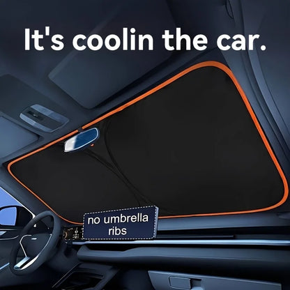 Car Front Windshield Sunshade，Convenient Storage Design，No-Drill Car Sunshade Canopy，Fully Seamless Edge-to-Edge Fit，Equipped Wi