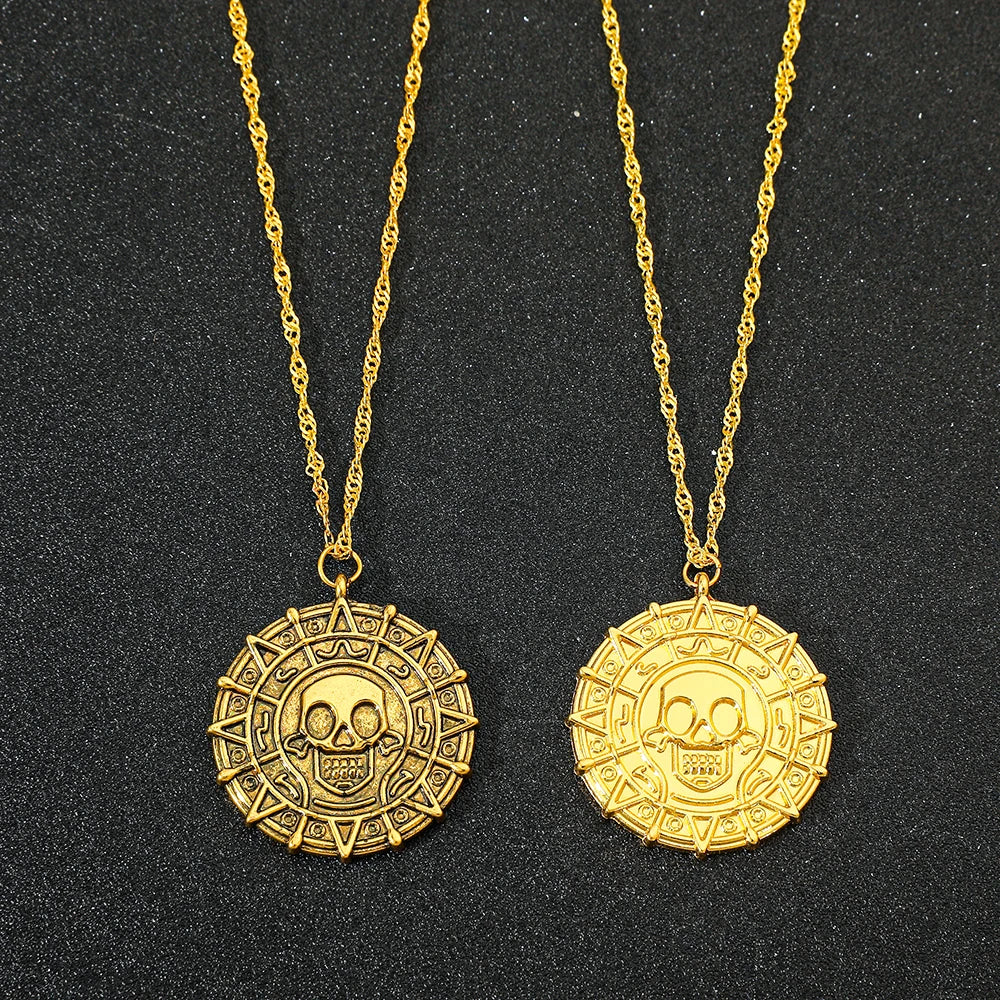 Pirates of the Caribbean Jack Sparrow Aztec Skeleton Skull Heads Toy Coin Medallion Cosplay Prop- Vintage Items