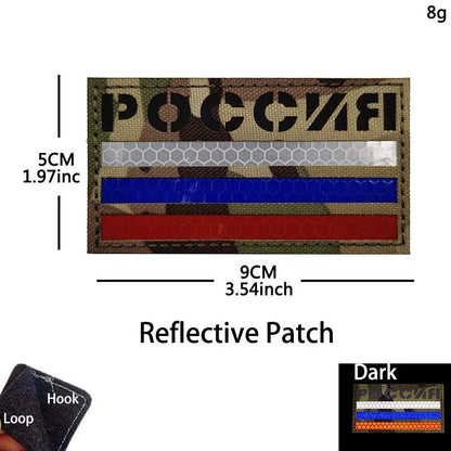 Russian Eagle Flag Emblem Russia Soldier,Knights Clothes Applique Embroidered Patch,Reflective Badges Military Tactical Stickers