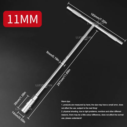 6-19mm T-Handle Socket Wrench Extended Hex Spanner Industrial Grade T-Shape Hand Tool for Car Bike Machinery Repair Household