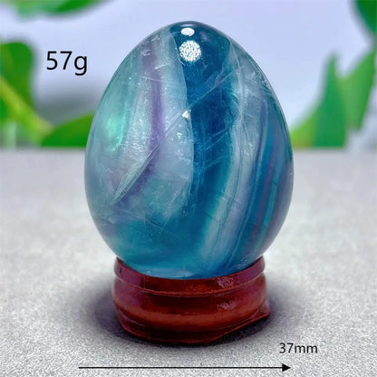 Rainbow Fluorite Egg Crystal Natural Stone Quartz Minerals Home Decoritems Reiki Gifts Energy Healing Luck Love Garden +Stand