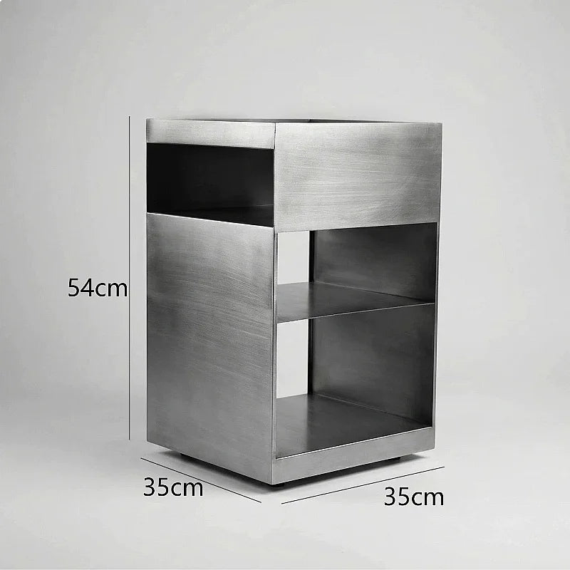 Bauhaus Minimalist Iron Side Table Movable Metal Corner Stand Compact Nightstand for Living Room