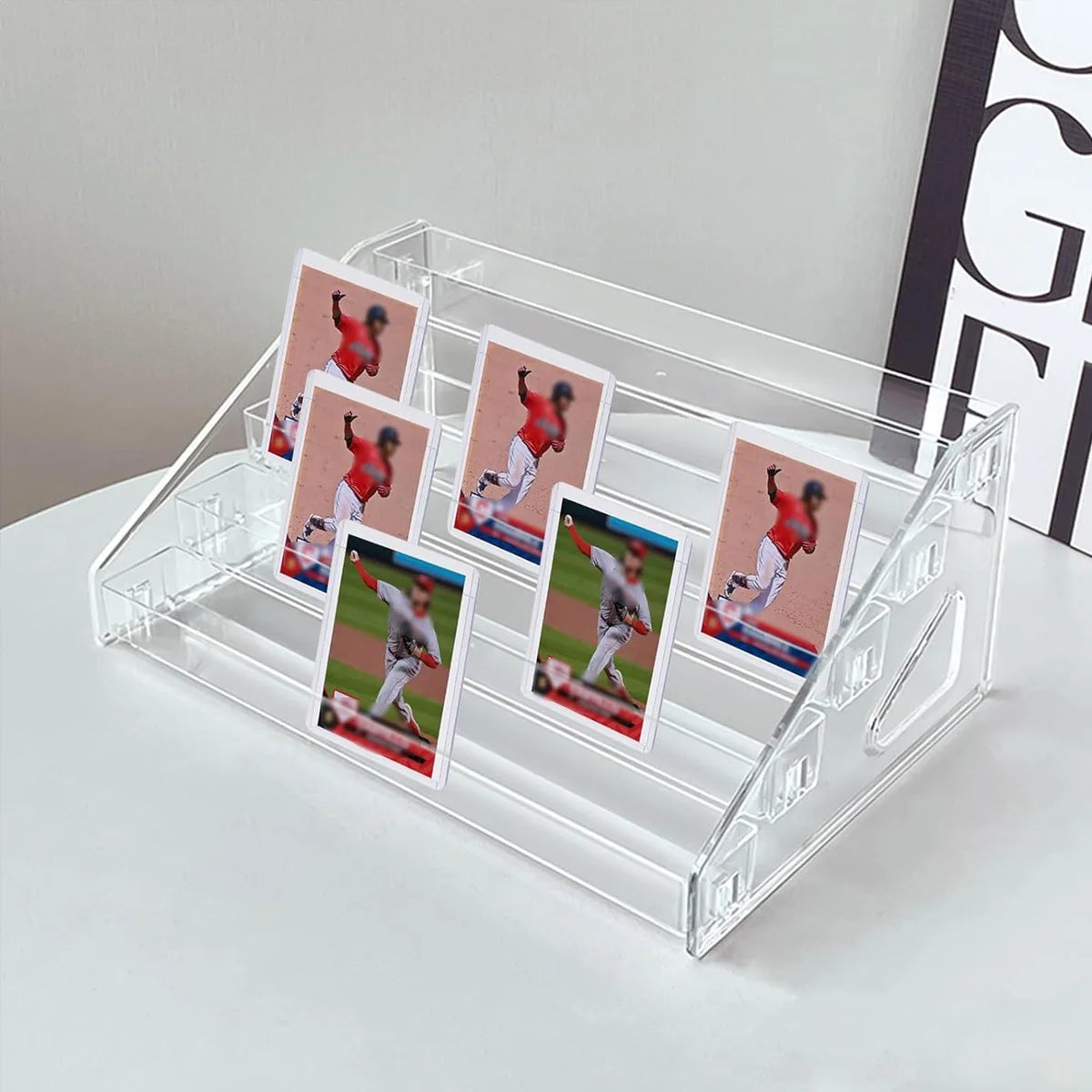Transparent Ladder Display Rack, Hand Account Tape and Sticker Storage Rack, Cosmetics, Perfume, Nail Polish Storage Box