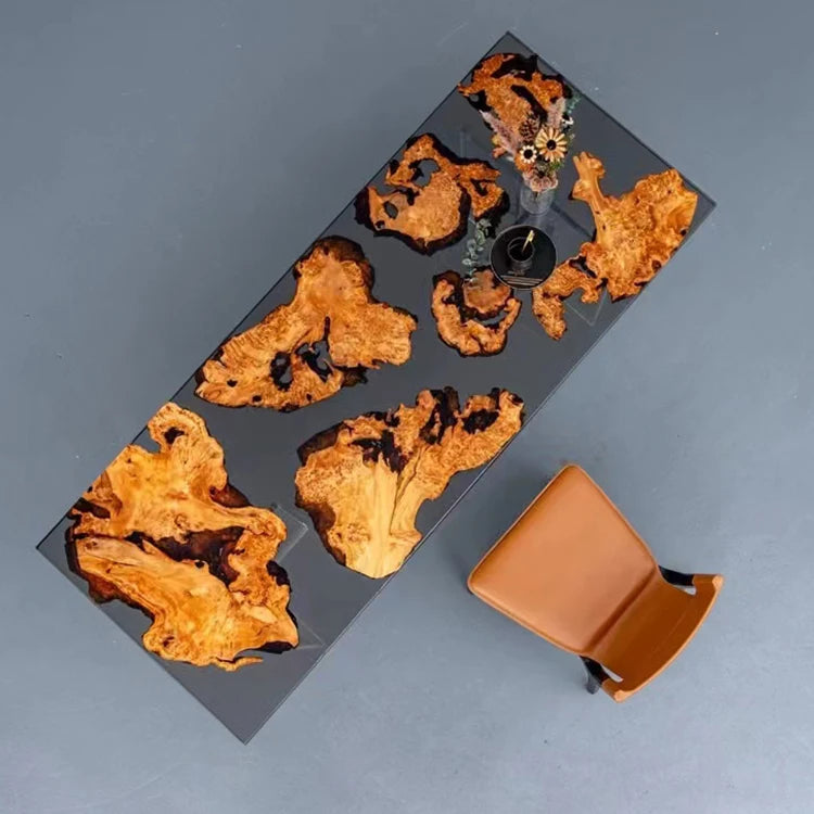 Waterfall epoxy resin wooden coffee table rosewood coffee table live edge epoxy resin coffee table
