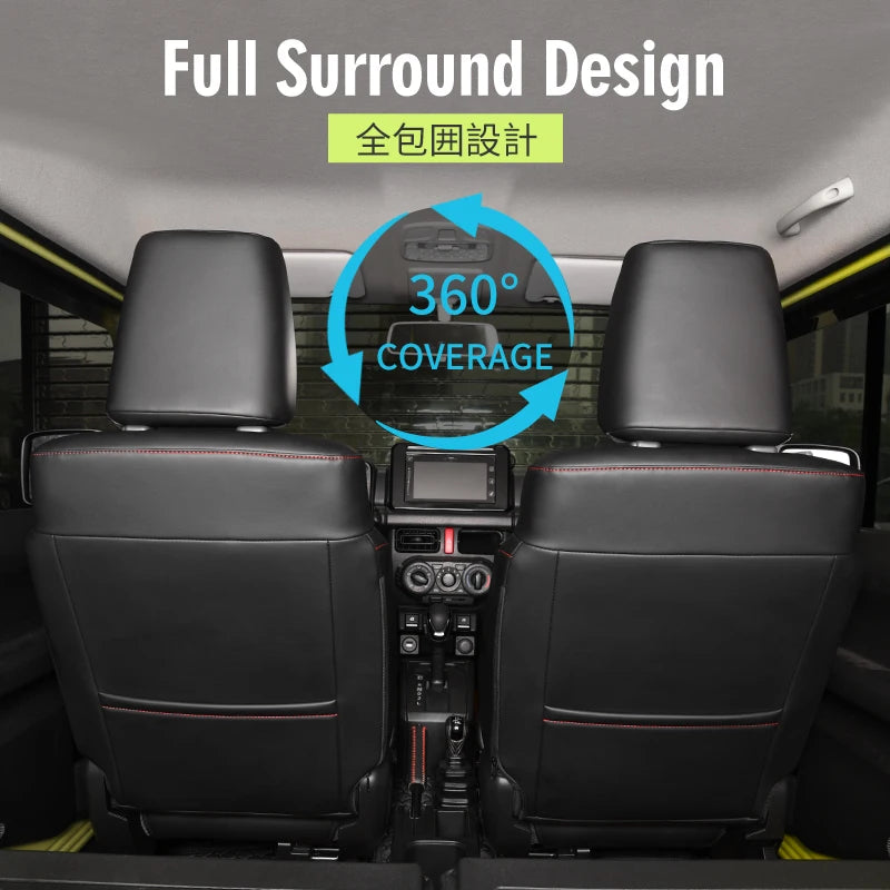 Custom Car Seat Covers Cushion Full Set Breathable Leather Airbag Compatible For Suzuki JIMNY Jb64 Jb74 2023 2022 2021 2020 2019
