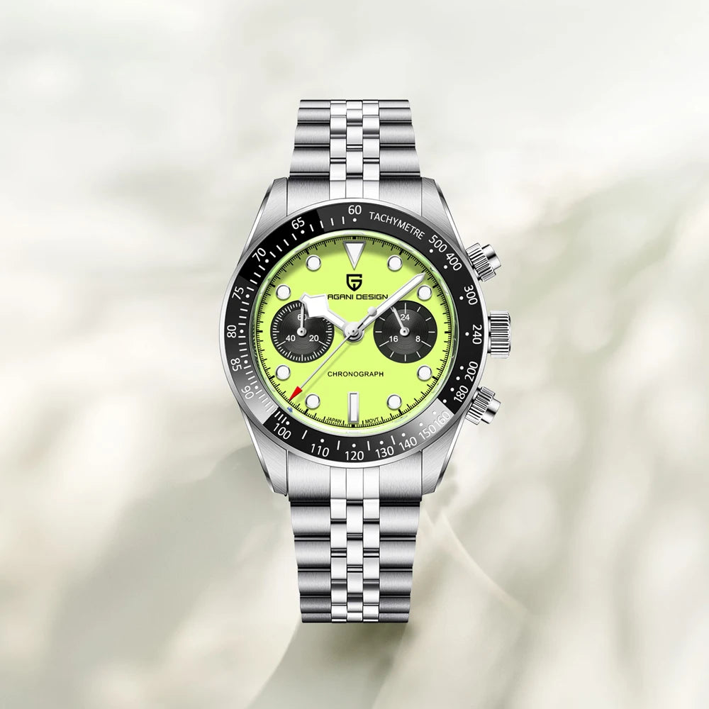 2026 New PAGANI DESIGN Panda Mens Watches Fluorescent Green Quartz Watch Men Speed Sports Chronograph Man AR Sapphire Waterproof