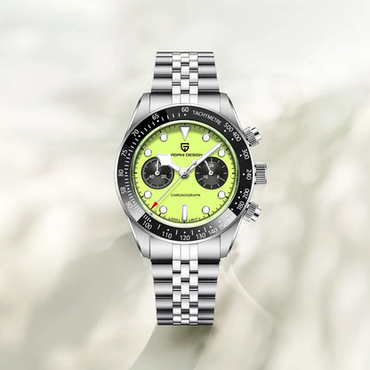 2026 New PAGANI DESIGN Panda Mens Watches Fluorescent Green Quartz Watch Men Speed Sports Chronograph Man AR Sapphire Waterproof