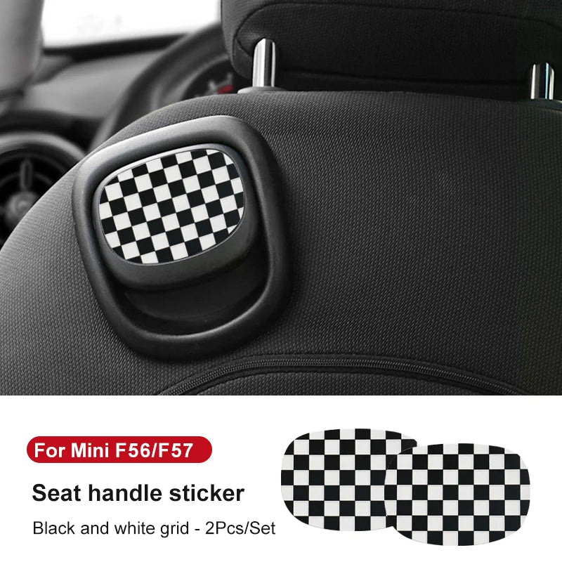 Leather Car Rear Seat Back Handle Decal Cover Protective Sticker For Mini Cooper R56 R55 F56 F57 Interior Decorative Accessories